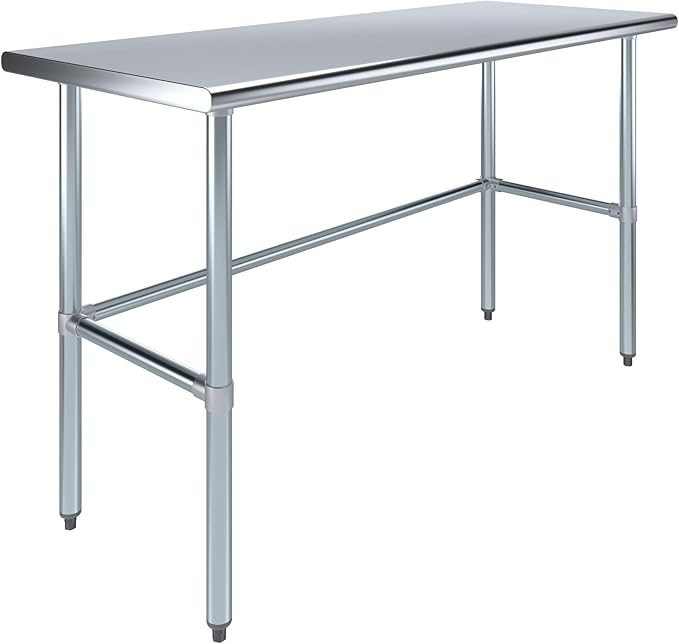 AmGood 24" X 60" Stainless Steel Work Table Open Base | NSF Kitchen Island Food Prep | Laundry Garage Utility Bench