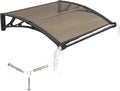 Awning for Door Entrance with Drainage Sink,32x48 Inch Awnings for Doors,Window Canopy Exterior with Plastic Steel Bracket,Polycarbonate Cover,UV,Rain,Snow Protection for House,Porch,Patio,Deck