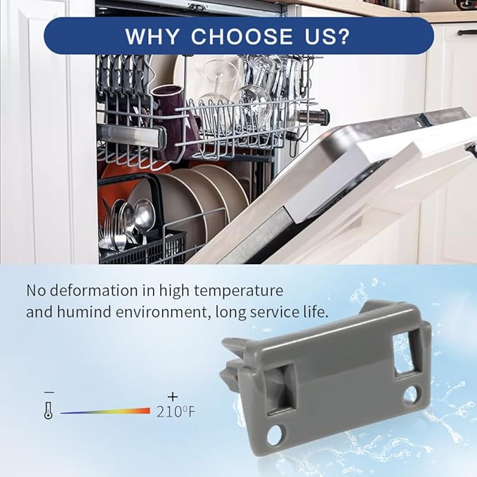 [Upgraded] W10195622 Dishwasher Rack Stop Clip, Upper Dishrack Slide Rail Rear Stop fit for Whirlpool, Kenmore Dishwasher, Replaces AP4566222, PS11750071, 1872168 (4 Pack)