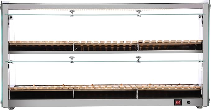 KoolMore 40 in. Glass Countertop Dry Bakery Display Case with Two Shelves and Bamboo Trays (DC-53C-B)