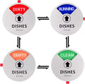 Kichwit Dishwasher Magnet Clean Dirty Sign Indicator with Running and Empty Options, Works on All Dishwashers, Non-Scratch Strong Magnetic Backing, Residue Free Adhesive Included, 4 Inch, Silver