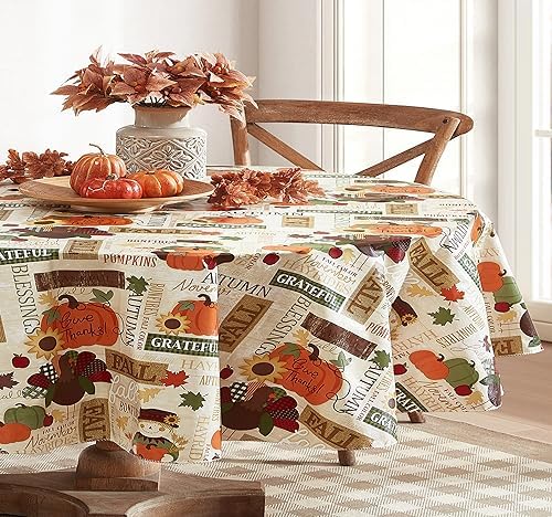 Newbridge Thanksgiving Fall Hayride 60 x 84 Inch Oval Vinyl Tablecloth