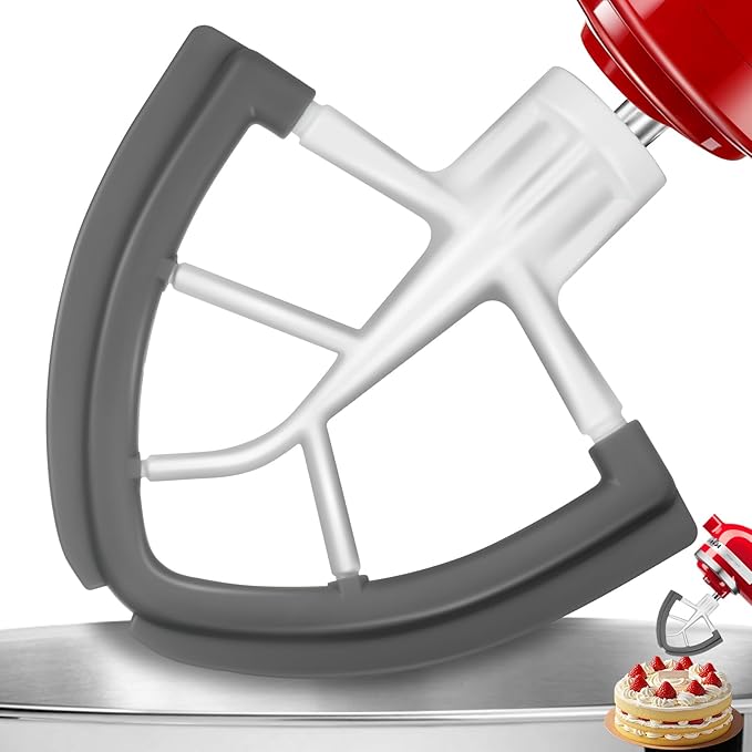 Flex Edge Beater Paddle for KitchenAid 4.5-5QT Tilt-Head Stand Mixer Silicone Bowl Scraper Replacement Part,Dishwasher Safe for Kitchen Aid Accessories And Attachments Mixers Accessory,Grey