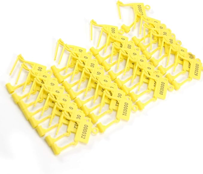 Plastic Security Padlock Seals Numbered Security Tags - Tamper Proof Disposable Locks for Luggage Medical Clothing (1000 PCS) (Yellow)