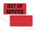 Out of Service Tags 50-pk. - 6.25" x 3.125", Red, Synthetic, 12" Tag Wires Attached, J. J. Keller & Associates, Inc.