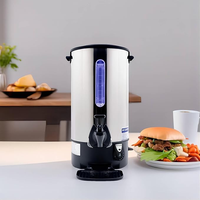 Commercial Electric Kettle Warmer Stainless Steel Hot Water Dispenser Hot Water Boiler And Warmer with Faucet Quick-Temp or Boil for Tea Coffee 1500W 15.4 Liter Capacity