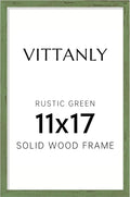 Vittanly 11x17 Picture Frame, Solid Wood Frame with Plexiglass, Includes 8x12 Mat, Wall Hanging for Photos, Home Decor, Rustic Green, 1 Pack