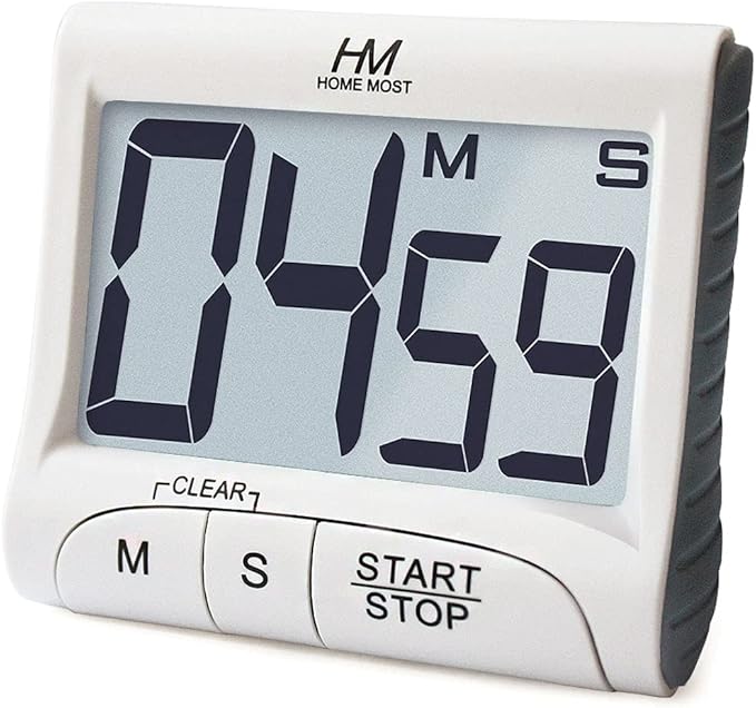 3" Large Display Kitchen Timer - Digital Timer Magnetic Back Loud Alarm On A Rope- White Cooking Timers For Kitchen Teachers Students Games Kids Meetings- Sports Timers For Workouts Exercise