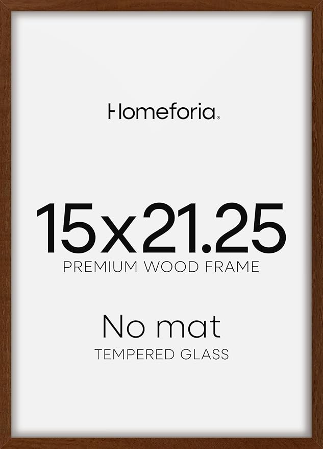 Homeforia 15x21.25 Puzzle Frame Brown, High End Dark Oak 15 x 21.25 Picture Frame Wood without Mat, 21.25x15 Wooden Walnut Poster Frames for Wall, 15 by 21.25 Frame, Tempered Glass, Wall Kit, Set of 1