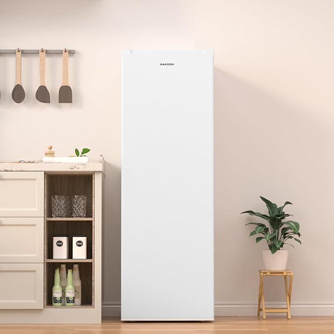 BANGSON Upright Freezer,7.0 Cu.ft Stand Up Freezer,Convertible Upright Freezer/Refrigerator,Single Door for Kitchen,Office,Apartment,White