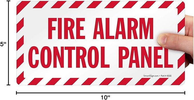 SmartSign - LB-1533-EU-05x10 "Fire Alarm Control Panel" Label | 5" x 10" Laminated Vinyl Red on White