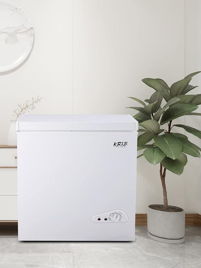 5.0 Cu.Ft Deep Compact Freezer with a Removable Basket,Chest Freezer with 7 Gears Temperature Control(-16°F to -48°F), for House, Kitchen, Garage, Basement, Shop, White