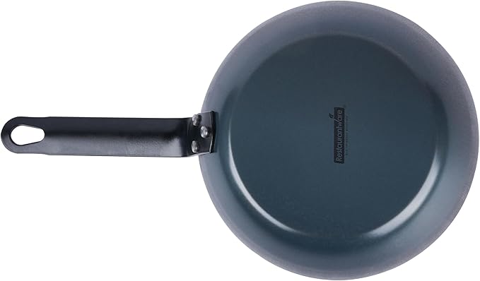 Restaurantware-Met Lux 8 Inch Fry Pans, 6 Lightweight Frying Pans - Induction-Ready, Triple-Riveted, Black Carbon Steel Cooking Skillets, Durable, For Searing, Sauteing, And Browning Food