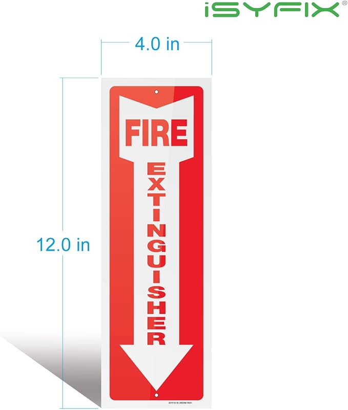 iSYFIX Fire Extinguisher Signs – 5 Pack 4x12 Inch – 40 mil Thick Polystyrene Plastic, Laminated for Ultimate UV, Weather, Scratch, Water & Fade Resistance, Indoor & Outdoor