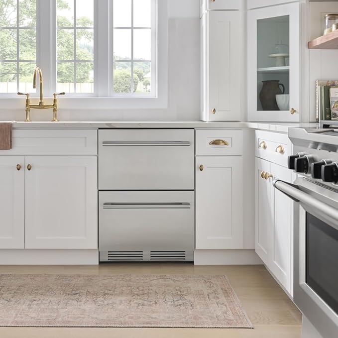 Zephyr 24" Presrv™ Dual Zone Refrigerator Freezer Drawers - Built In Fridge with Modes for Freezer, Fridge and Pantry, Convertible -7° – 65° F (each zone), LED Lighting, Soft Close, PRRFD24C2AS