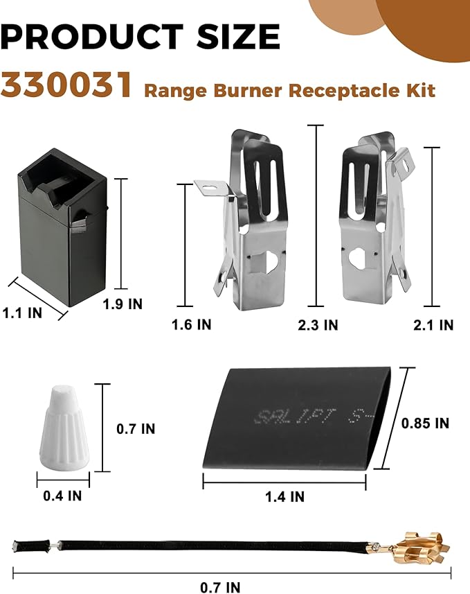 4 Pack 330031 Range Burner Receptacle Kit ERR117 Surface Element Plug-in Block Kit Fit for Whirl-Pool Ken-More Frigi-daire Stove, Replaces WB17X210 5303935058 814399 WB17X210 by Fetechmate