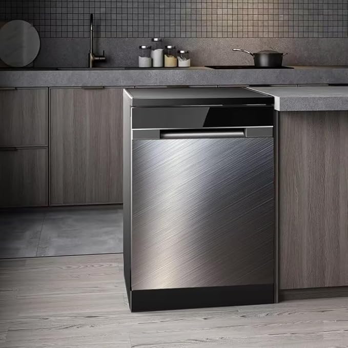 Stainless Steel Dishwasher Magnet Cover, Silver Magnetic Dishwasher Cover for Front Door Panel, Magnetic Dishwasher Decorative Panel Decal Refrigerator Sticker, 23"x 26"