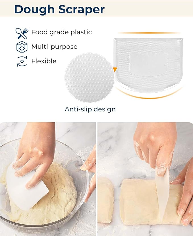 Silicone Banneton Bread Proofing Baskets Set of 2, 9" Round & 10" Oval Foldable Sourdough Proofing Baskets with Sourdough Bread Baking Supplies, Including Bread Lame, Dough Scraper
