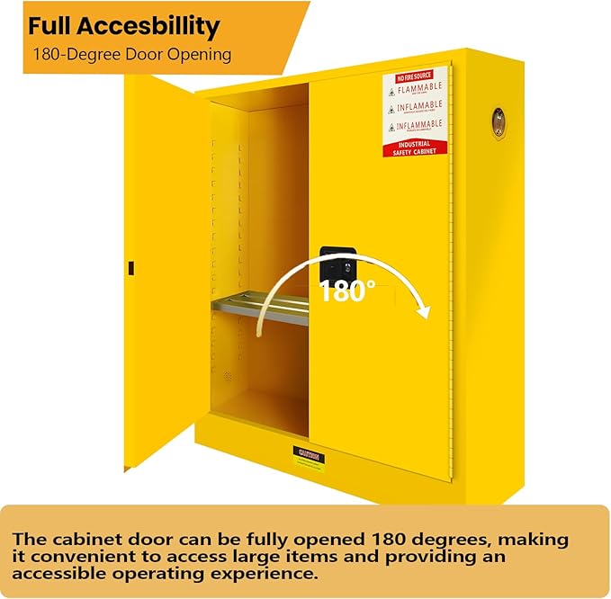 272 Gal Flammable Liquid Safety Storage Cabinet, Double-Layer Alloy Steel , 3-Point Locking System, Adjustable Galvanized Shelves, Cabinet for Factory Lab Garage Warehouse, Fire Proof Storage Cabinet