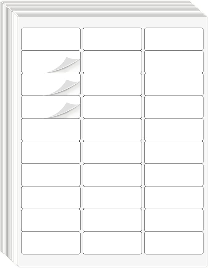 1" x 2-5/8" Address Labels 900 Labels Sticker Paper for Laser/Ink Jet Printer mailing Labels 8.5"×11" White 30 per Sheet