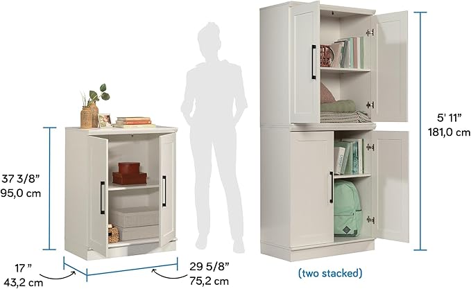 HomePlus Small Kitchen Pantry Storage Cabinet with Adjustable Shelves, Living Room Storage Cabinet, Soft White Finish