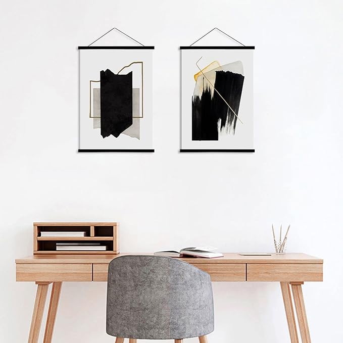 WITCOLOR Magnetic Poster Hanger Frame, 14 Inch Wide Black Wood Magnet Poster Frame for Posters, Prints, Photos, Pictures, Maps, Scrolls, and Canvas Artwork