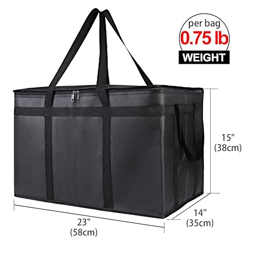 Bodaon 5-Pack Cooler Insulated Food Delivery Bag for Commercial Drivers, XXX-Large Thermal Bags for Catering/Hot Pizza, Travel/Camping/Picnic Basket, Grocery Reusable Warmer Frozen, Black, Hard Bottom
