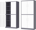 71' Metal Storage - Lockable File Cabinet with Doors & Shelves - Gray/White Steel for Garage, Home, Office