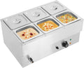 DYNAMI 110V 1500W Commercial Buffet Food Warmer,Large Capacity 6 Pan(6 * 2.3QT) Stainless Steel Electric Countertop Steam Table with Intelligent Thermostat Design,for Parties Buffet Catering