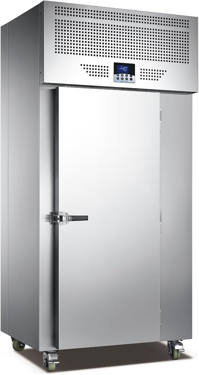 Kolice Commercial Heavy Duty 15 Trays Shock Freezing Blast Chiller & Freezer Included Trolley Cart, Shock Freezer for Restaurant,Hotel,School,Bar,Cafe,Bakery-Lowest temperature -40°F(-40°C)