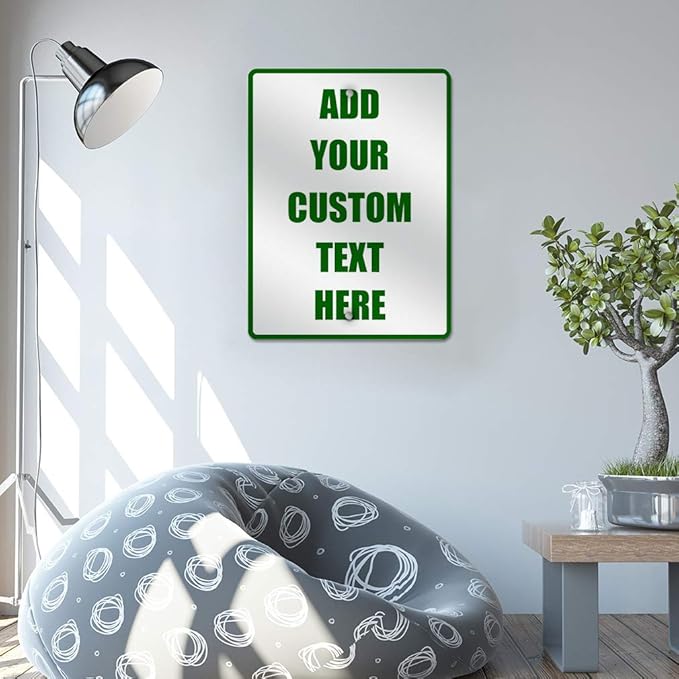 Aluminum Weatherproof Metal Sign Multiple Sizes Custom Personalized Text Here White Green Directions Vertical Street 12x18Inches