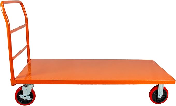 Platform Cart Industrial Dolly Cart 3300LB Heavy Duty 60” x 30” Platform Hand Truck Push Cart Super Heavy Duty Diamond Plate Commercial Flatbed Cart 8'' Moving Swivel Wheels (Orange)