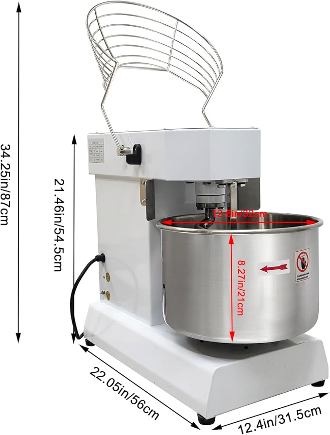 15L Commercial Dough Mixer with Dual Rotation and Steplessly Variable Speed, 1100W Electric Dough Kneading Machine, Time Set, Digital Display, for Bakery Pizzeria – 11 lbs Capacity