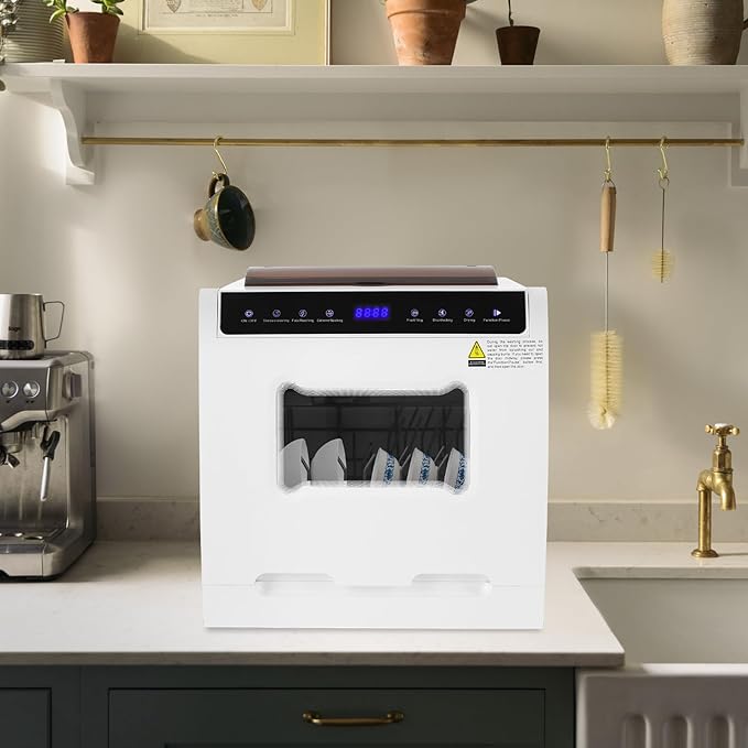 Countertop Dishwasher Portable with 6 Programs, 5L Built-in Water Tank, 161.6℉ High-Temp for Apartments, Dorms and RVs