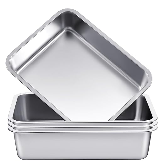 3 Pack Stainless Steel Commercial Bus Tubs Food Grade Meat Processing Tubs Lug Wash Basin Tote Box for Dishwashing, Kitchen, Restaurant, Utility (13 L)