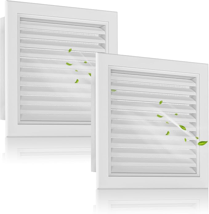 2-Pack 10" x 10" Premium Aluminum Gable Vents with Screen, Paintable Design -Ideal for Attic and Shed Ventilation, Vent Opening: 8"x8"