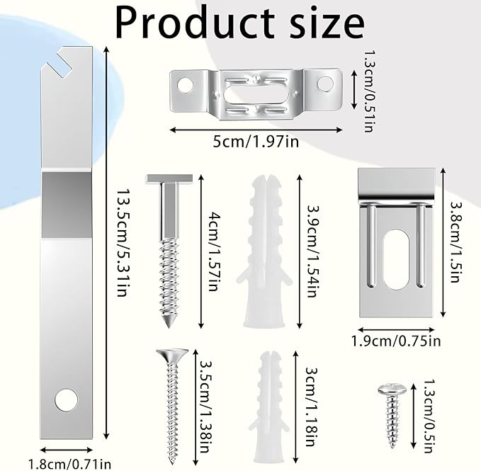 Security Picture Hanging Kit with T-Head Screws, 25 Pack Anti-Theft Picture Hangers for Cleat Systems, Heavy Duty T-Lock Frame Hanging Hardware for Wood & Metal Frames