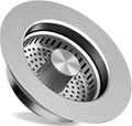 3 in 1 Kitchen Sink Drain Strainer, Pop Up Sinks Stopper with Anti-Clogging Basket, Plug for Drains Strainers, Stainless Steel Food Catcher, Fast Drainage Odor Filter for US Standard 3-1/2" Drains