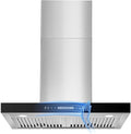 Wall Mount Range Hood 30 inch 600 CFM T Shape with Gesture & Touch Control, Kitchen Vent Hood Ducted/Ductless Convertible, Exhaust Fan 3-speed Stove Hood, Baffle Grease Filter, Stainless Steel