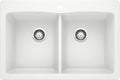 BLANCO 440221 Diamond Silgranit Double Bowl Undermount or Drop-In Kitchen Sink, 33" L X 22" W - White