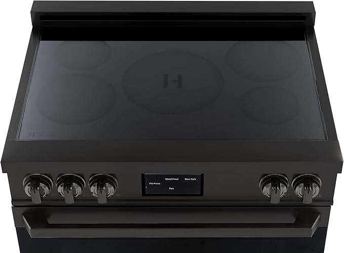 36 Inch Professional Induction Range with Convection Oven, Air Fry, 5 Burner Electric Stove, Pizza Stone - Black Stainless Steel