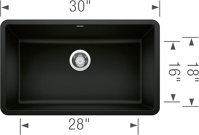 BLANCO Precis Kitchen Sink, Coal Black 30 Inch