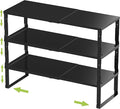 Expandable Stackable Spice Rack Organizer for Kitchen Cabinet,Adjustable Counter Shelf, countertop, Pantry,Cupboard,Bathroom,Bedroom(3Packs/Black/Medium)