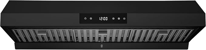 Hauslane Range Hood 36 Inch - Under Cabinet Range Hood, Matte Black Hood, Vent Hood 36 Inches, Stove Vent Hood for Kitchen, Kitchen Vent Hoods 36 Inch with LED - Chef Series PS18