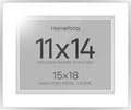 Homeforia 15x18 Diploma Frame Silver, High End Metal 15 x 18 Certificate Frame with Mat for 11 x 14, 15by18 Document Frame Matted to 11x14, Graduation Degree Frames, Tempered Glass, Wall Kit, Set of 1