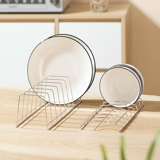 BESPORTBLE Stainless Steel Dish Drying Rack Bowl Holder Plate Draining Rack Kitchen Tableware Storage Organizer for Countertop Dishwasher Cabinet Use