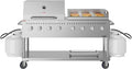 60 in. 8-Burner Commercial Outdoor Propane Gas Grill with 30 in. Roll Dome Cover and 30 in. Griddle in Stainless-Steel, ETL Listed (CGKIT6-D30G30)