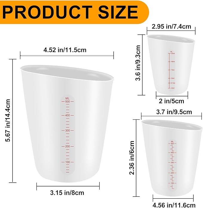3 PCS Silicone Measuring Cups Flexible Chocolate Melting Cup for Epoxy Resin Butter Chocolate and More Squeeze and Pour Baking Cups with Marking Ounce/ML