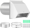 8 Inch Hooded Wall Vent with Screen and Damper,Wall Exhaust Vent Cover Cap,Dryer Vent Cover Outside,External Extractor Wall Vent Hood for House Kitchen Range Hood Air Ventilation White