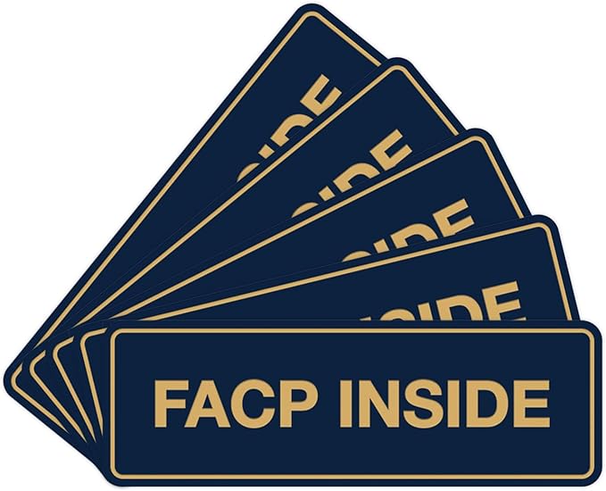 Signs ByLITA Standard FACP Inside Sign | Fire Safety Signage (Navy Blue/Gold) - Medium 5 Pack